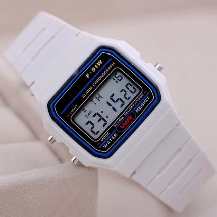 Non-Marked Gold And Silver F91W Ultra-Thin LED Electronic Watch