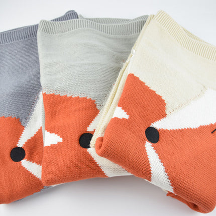 Fox Blanket Three-Dimensional Ear Blanket Children'S Knitted Blankets Beach Mat Baby Baby Holding Blanket