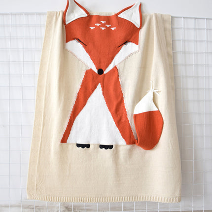 Fox Blanket Three-Dimensional Ear Blanket Children'S Knitted Blankets Beach Mat Baby Baby Holding Blanket