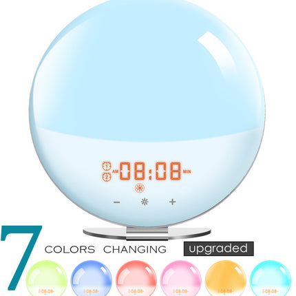 New Natural Sunrise Wake-Up Light Alarm Clock Sunset Sleep Aid Bedside Colorful Atmosphere Led Night Light Fm Radio