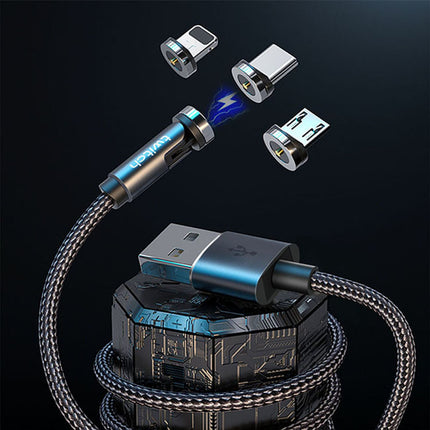 Twitch 540 Degree Rotating Single Needle Magnetic Data Cable One For Three Android Type-C Charging Cable Three In One