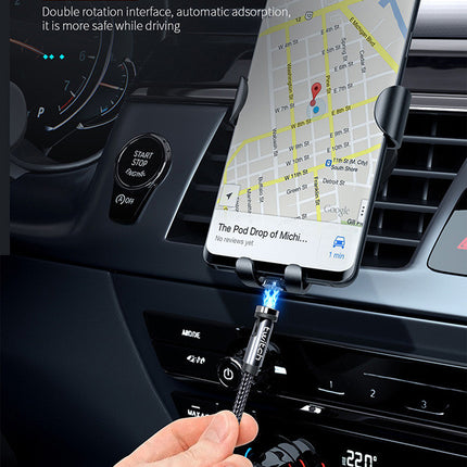 Twitch 540 Degree Rotating Single Needle Magnetic Data Cable One For Three Android Type-C Charging Cable Three In One