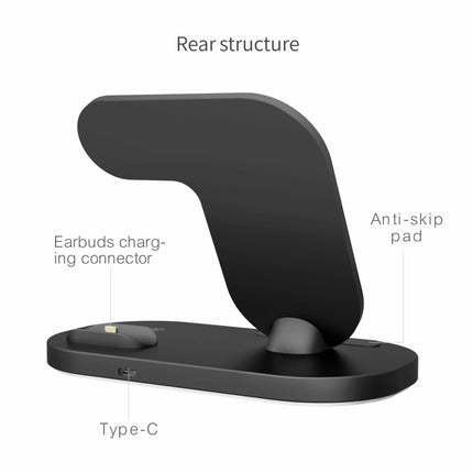 Compatible with Apple, Support De Chargeur Sans Fil Rapide Qi 15W Pour iPhone 12Pro XR Watch 3 en 1, Station De Charge Pliable Pour Airpods Pro IWatch