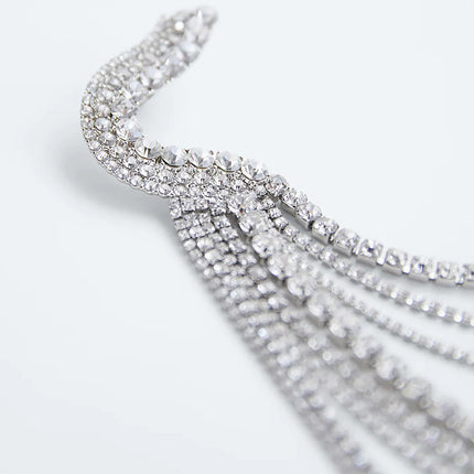 Hyperbole Long Tassel Crystal Big Brooch For Women