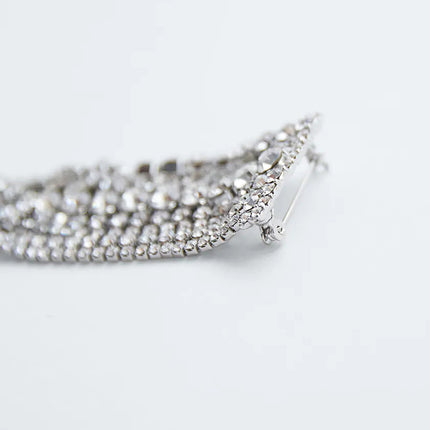 Hyperbole Long Tassel Crystal Big Brooch For Women