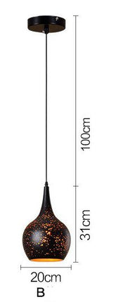 Simple Retro Wrought Iron Chandeliers Cafe Bar Single Head Lighting Bar