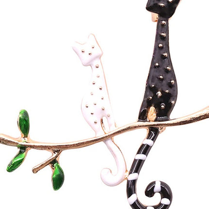 Cartoon Black And White Kitten Brooch