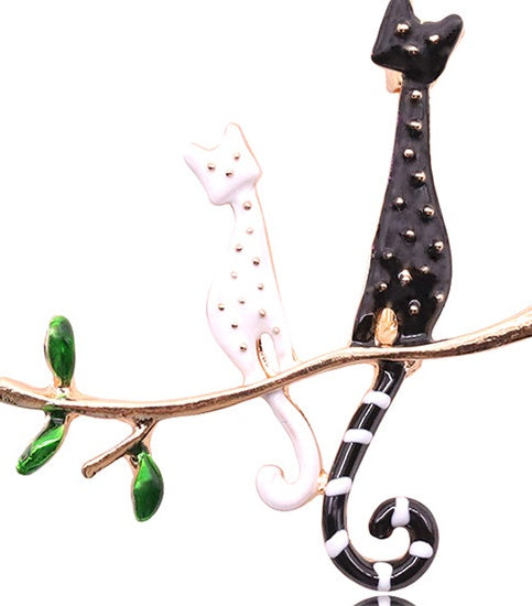 Cartoon Black And White Kitten Brooch