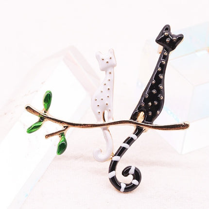 Cartoon Black And White Kitten Brooch