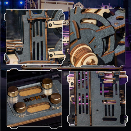 Marble Night City 3D Wooden Puzzle Games Assembly Waterwheel Model Toys For Children Kids Birthday Gift