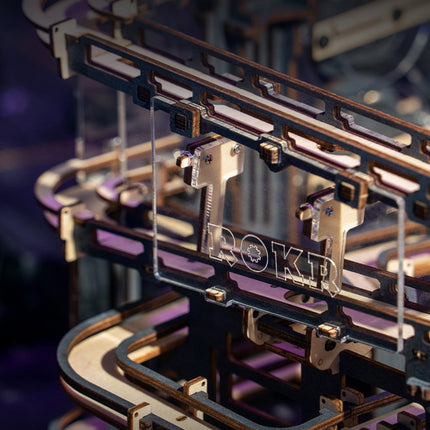 Marble Night City 3D Wooden Puzzle Games Assembly Waterwheel Model Toys For Children Kids Birthday Gift