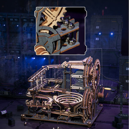 Marble Night City 3D Wooden Puzzle Games Assembly Waterwheel Model Toys For Children Kids Birthday Gift