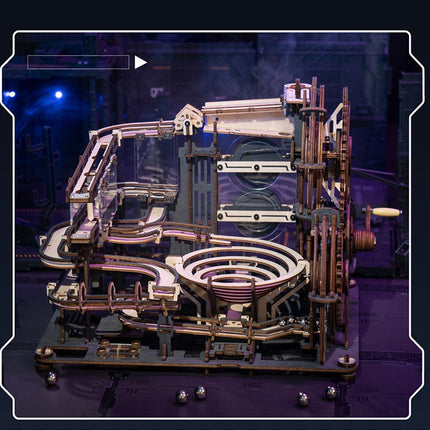 Marble Night City 3D Wooden Puzzle Games Assembly Waterwheel Model Toys For Children Kids Birthday Gift