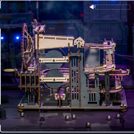 Marble Night City 3D Wooden Puzzle Games Assembly Waterwheel Model Toys For Children Kids Birthday Gift