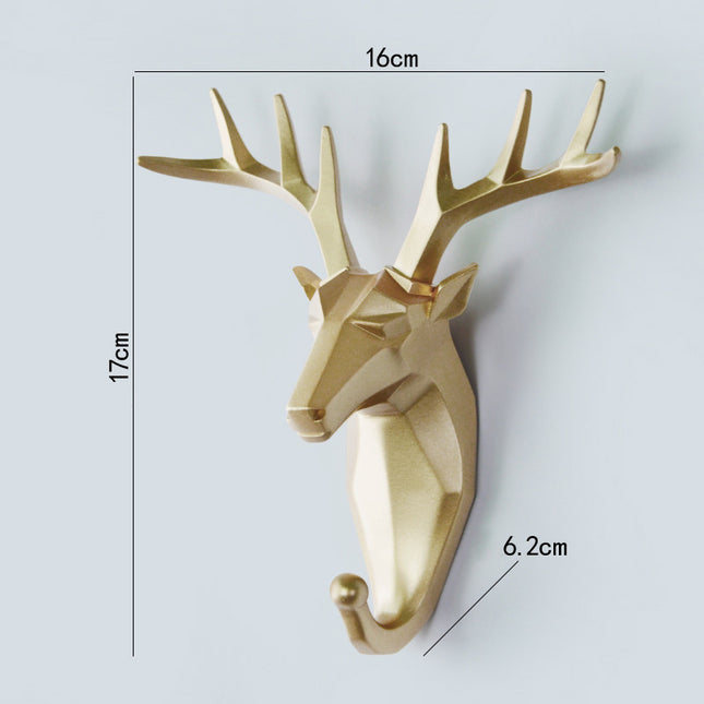 Clothes Hook Free Perforated Deer Head Wall Hanging Porch Decoration Wall Coat Hook Key Hanger