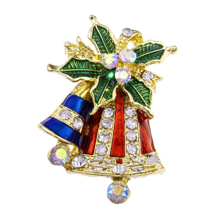 Alloy Christmas Brooch With Leaf Garland