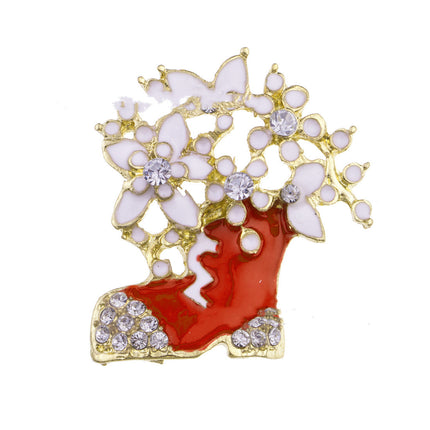 Alloy Christmas Brooch With Leaf Garland