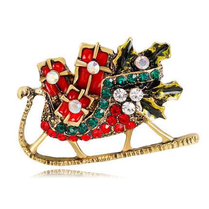 Alloy Christmas Brooch With Leaf Garland