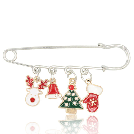 Alloy Christmas Brooch With Leaf Garland