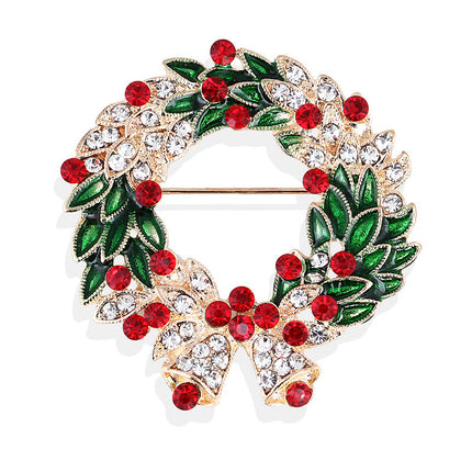 Alloy Christmas Brooch With Leaf Garland