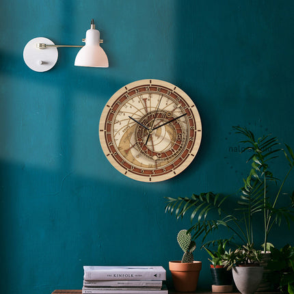 Prague Wooden Astronomical Clock Creative Living Room Wall Wall Clock Quartz Clock