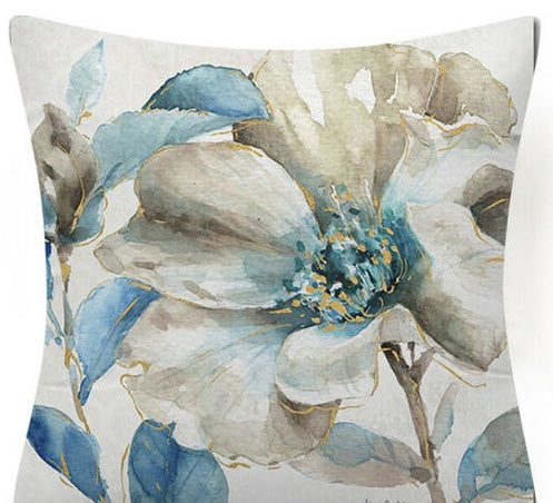 Blue Flower And Bird Pastoral Series Fabric Sofa Nap Car Cushion Pillow Cushion Pillow Case