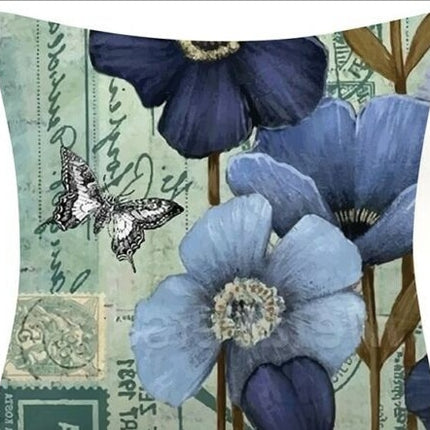 Blue Flower And Bird Pastoral Series Fabric Sofa Nap Car Cushion Pillow Cushion Pillow Case