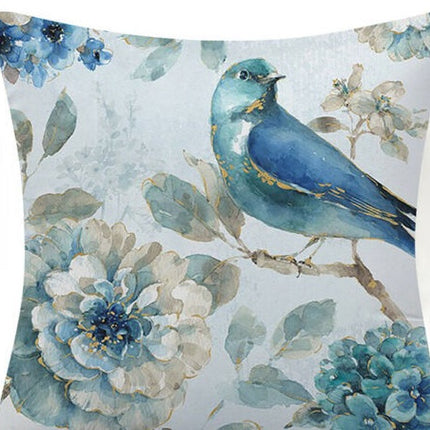 Blue Flower And Bird Pastoral Series Fabric Sofa Nap Car Cushion Pillow Cushion Pillow Case