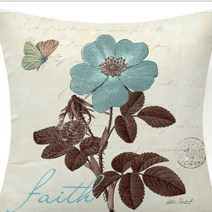 Blue Flower And Bird Pastoral Series Fabric Sofa Nap Car Cushion Pillow Cushion Pillow Case