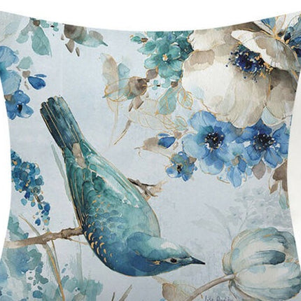 Blue Flower And Bird Pastoral Series Fabric Sofa Nap Car Cushion Pillow Cushion Pillow Case