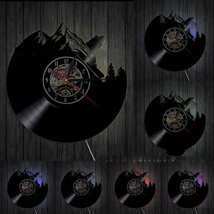 Vinyl Record Wall Clock LED Light Neptune Poseidon Greek Mythology Retro Nostalgic Wall Clock Wall Clock Cross-border
