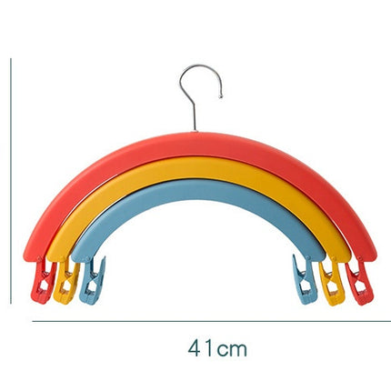 Clothes Rack Creative Rainbow Rotating Racks Multifunctional Three-layer Bed Sheet Drying Rack Clothes Hanger With Pants Clip