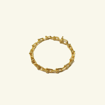 Gold-plated Copper Jewelry Neutral Cold Wind Titanium Steel No Word U-shaped Chain Couple Bracelet