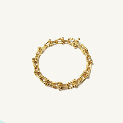 Gold-plated Copper Jewelry Neutral Cold Wind Titanium Steel No Word U-shaped Chain Couple Bracelet
