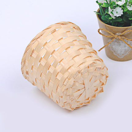 Bamboo Storage Baskets Straw Patchwork Handmade Laundry Wicker