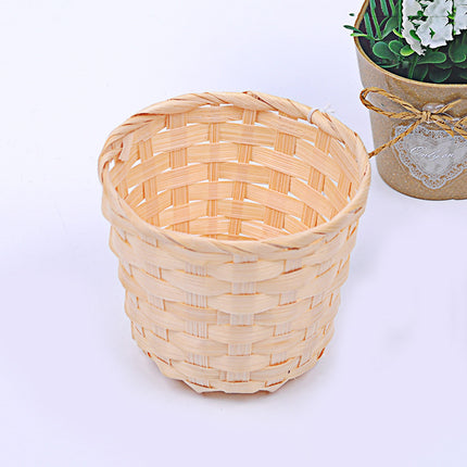 Bamboo Storage Baskets Straw Patchwork Handmade Laundry Wicker