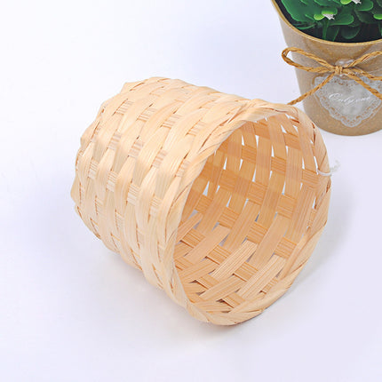 Bamboo Storage Baskets Straw Patchwork Handmade Laundry Wicker