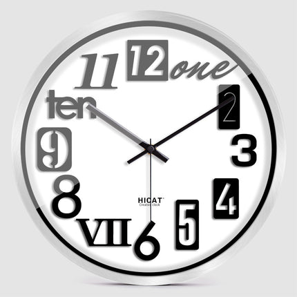 European Style English Digital Wall Clock Mute Personality Stylish Wall Clock