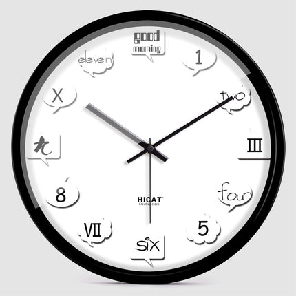 European Style English Digital Wall Clock Mute Personality Stylish Wall Clock