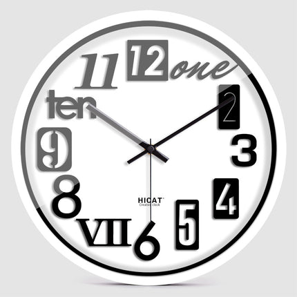 European Style English Digital Wall Clock Mute Personality Stylish Wall Clock