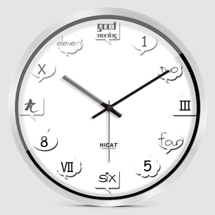 European Style English Digital Wall Clock Mute Personality Stylish Wall Clock