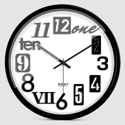 European Style English Digital Wall Clock Mute Personality Stylish Wall Clock