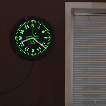 LED Luminous Wall Clock Black Wall Clock Aircraft Instrument Cockpit