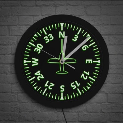 LED Luminous Wall Clock Black Wall Clock Aircraft Instrument Cockpit