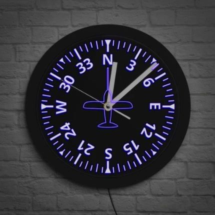 LED Luminous Wall Clock Black Wall Clock Aircraft Instrument Cockpit