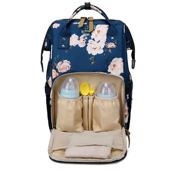 Fashion Printed Mother Bag USB Rechargeable Mother And Baby Bag Diaper Backpack