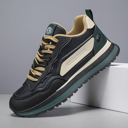 New 2025 Men'S Lace-Up Thick-Soled Sneakers in a Color-Block Design, Perfect for Casual Sports