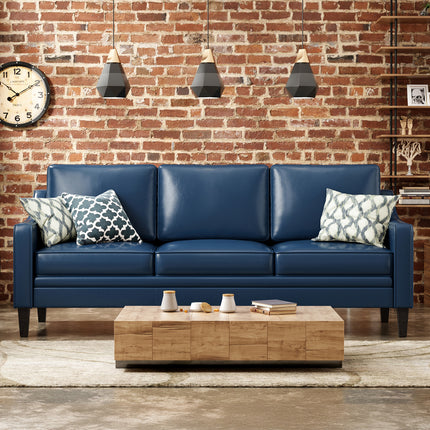 Sofa Suitable for High-Traffic Areas & Pet-Friendly - Slipcovered Synthetic Leather Couch