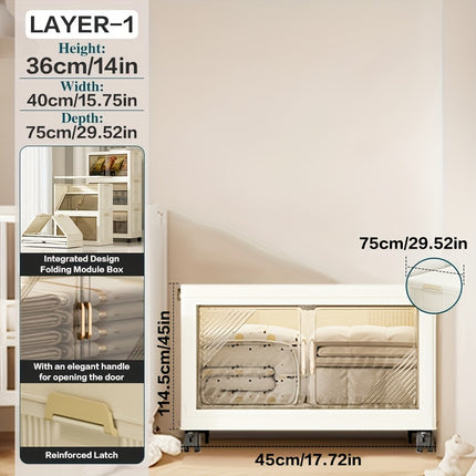 1pc40.01cm multi-layer multifunctional folding storage cabinet, with huge storage space