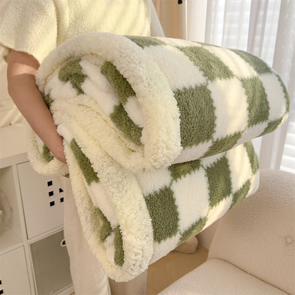1pc Extra Thick Plaid Blanket - Brown/Beige/White/Black Checkered Bedspread